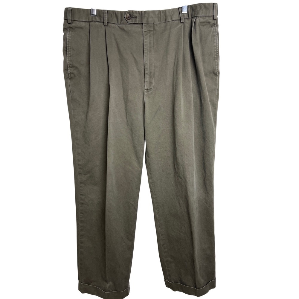 Brooks Brothers Chinos Mens 38 Brown Pleated‎ Cuffed Cotton Trousers E22